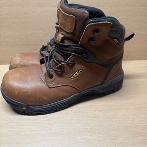 Keen Utility Men 10D Lansing Mid Carbon Fiber Toe Work Boots Brown Waterproof EH